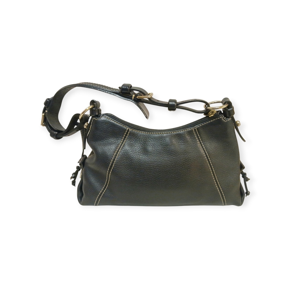 Vintage Dooney & Bourke Mini East/West Slouch Black Pebbled Leather Shoulder Bag - Picture 4 of 9